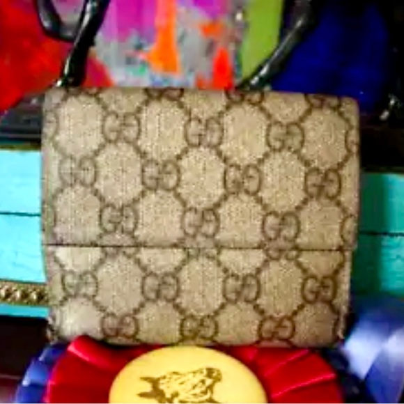 RARE Vintage GUCCI Brown GG Monogram French Wallet Coin Purse Handbag Accessory - Picture 2 of 12